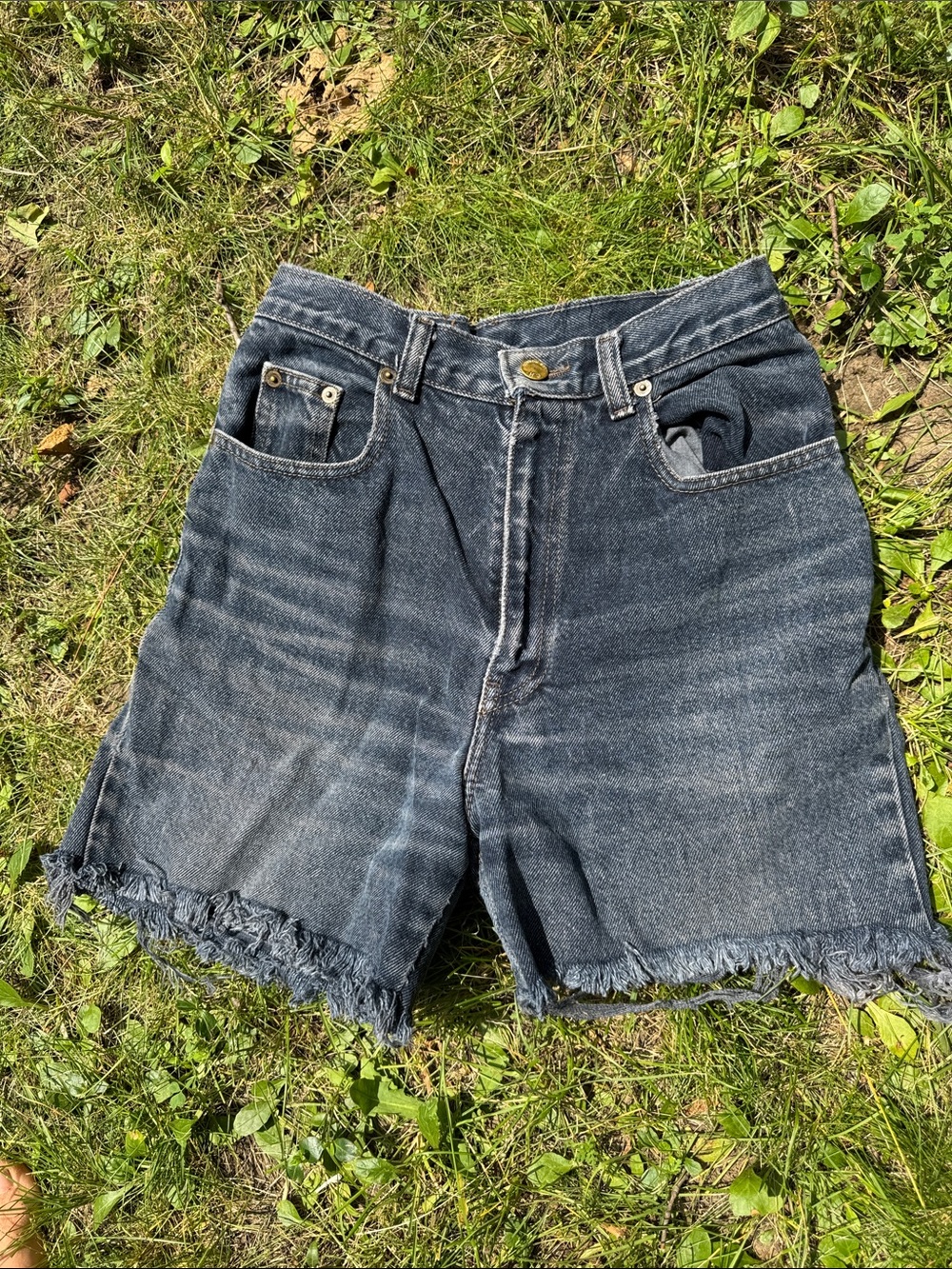 Vintage Black Washed Denim Cutoff Shorts
